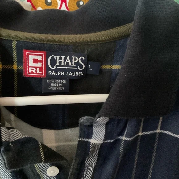 Chaps Ralph Lauren short sleeve preppy plaid polo. Size lg. flannel feel - Picture 5 of 9